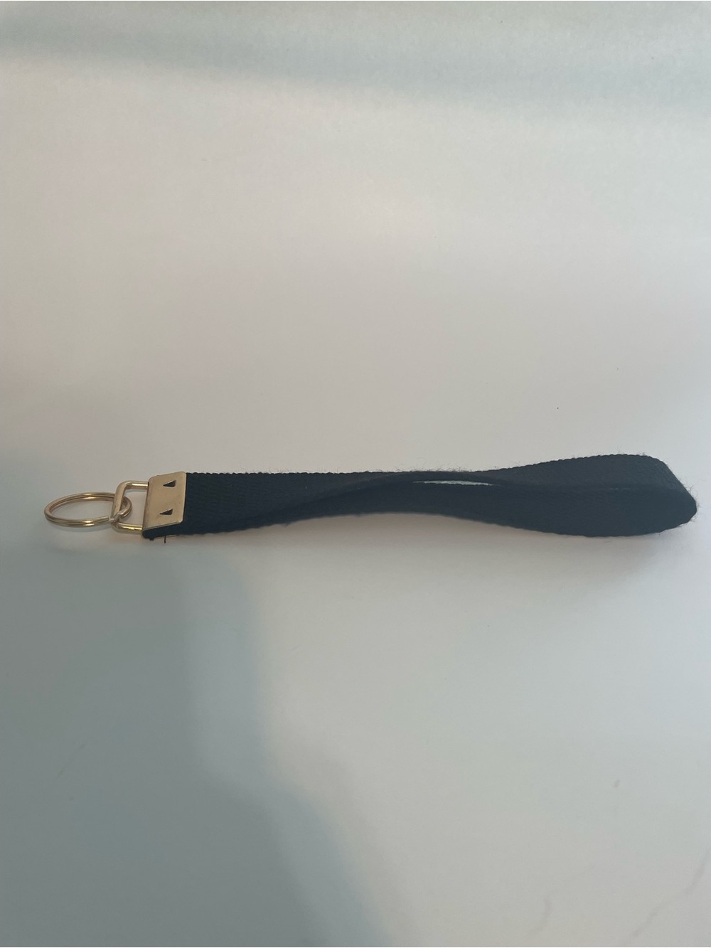 Black Wristlet Keychain with Gold Hardware